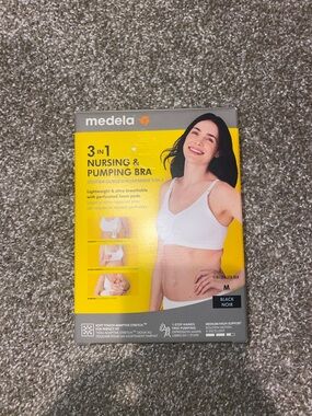 Medela 3 in 1 Nursing & Pumping Bra size medium brand new in box black in color